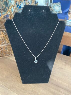 Silver Necklace with Black and Rhinestone Pendant